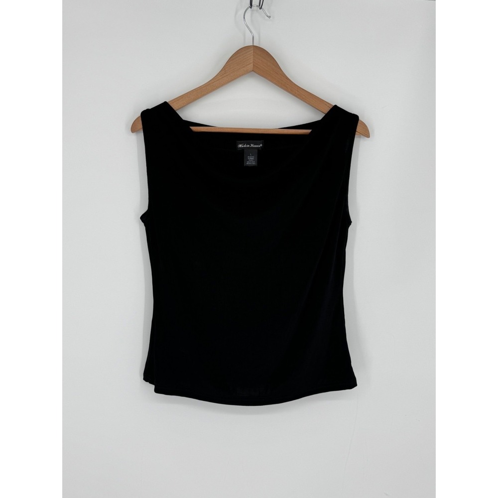 Made in Heaven Women's Black Stretch Tank Top Size Large Summer Made in USA N7